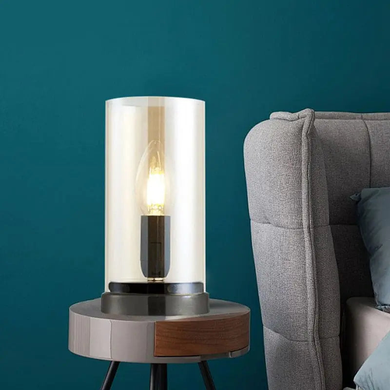 LumiNoir - Lampe de Table Industrielle en Verre Noir pour Salon - Rynova