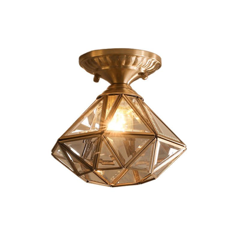 ÉtoileLumière – Plafonnier en Laiton Traditionnel avec Verre Transparent - Rynova