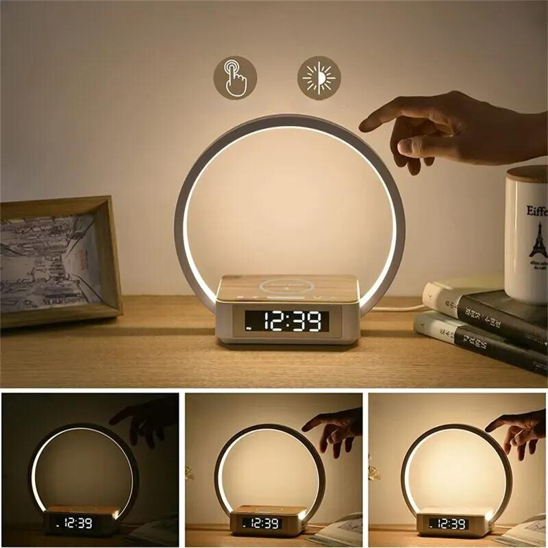 LumiLite - Lampe de Nuit 3-en-1 avec Réveil et Chargeur Sans Fil - Rynova