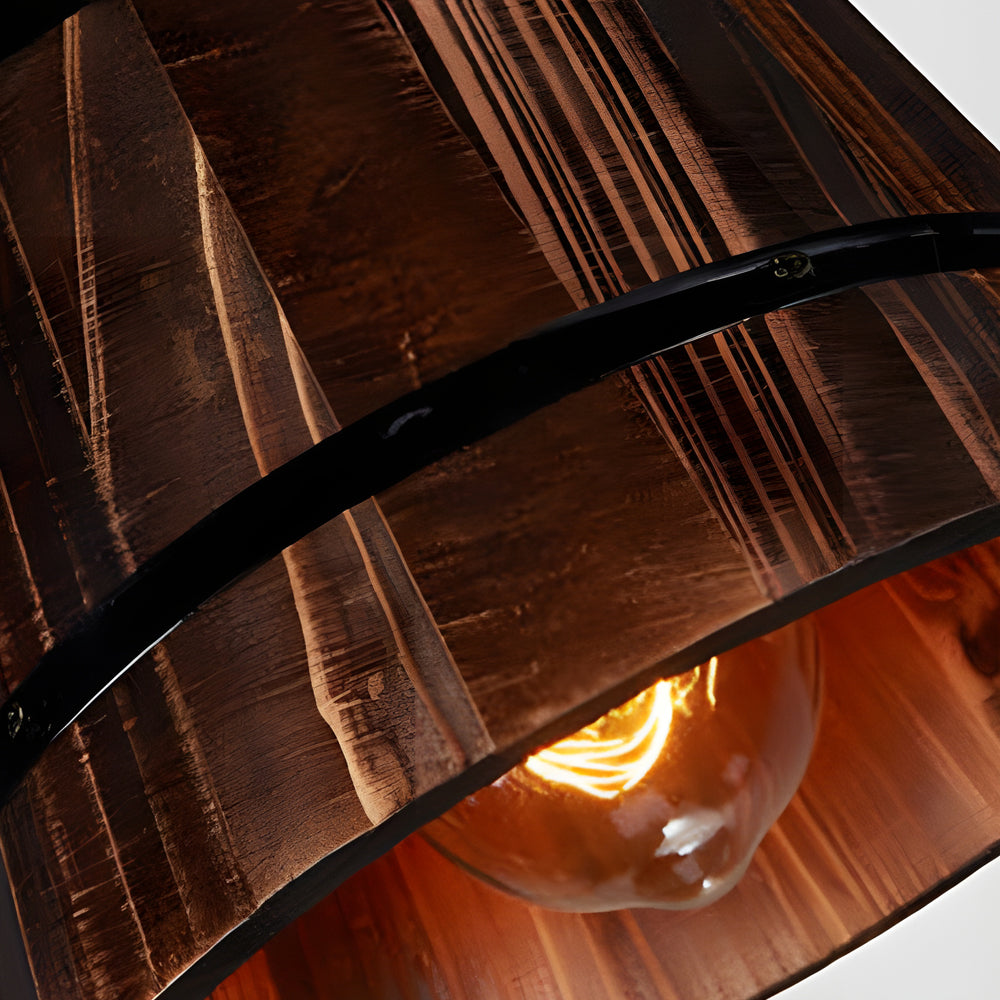 CharmeRustique - Lustre en Bois en Forme de Seau pour Bar - Rynova