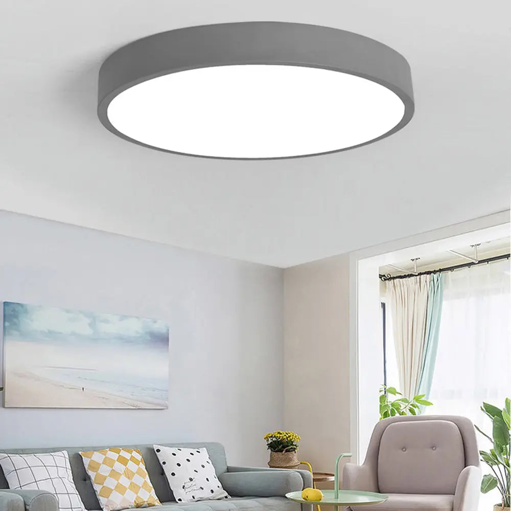 LuminaRose - Lampe de Plafond LED Ronde Moderne en Métal Rose et Gris - Rynova