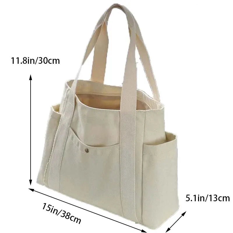 Sac À Main Élégant – Sac en Toile Grande Capacité avec Poches Extérieures Multiples - Rynova