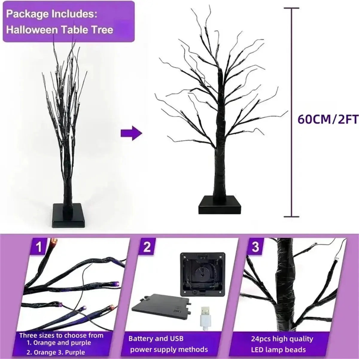 BirchLight - Lampe Arbre Bouleau Halloween Déco Intérieure - Rynova