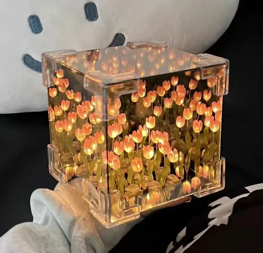 Tulifée - Lampe Cube Miroir Tulipe DIY, Veilleuse 3D Créative - Rynova