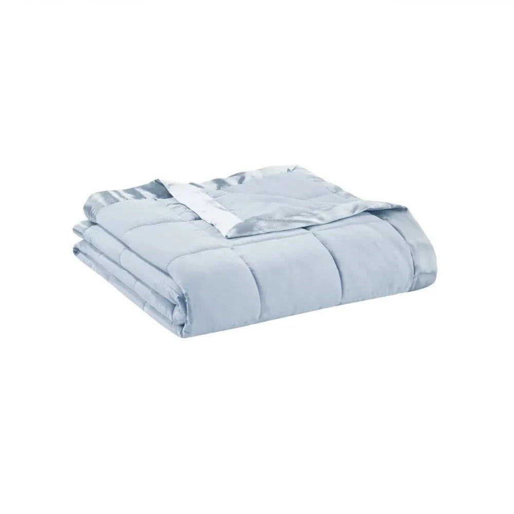 ÉléganceBleue - Couverture Décorative en Polyester avec Bord Satiné - Rynova