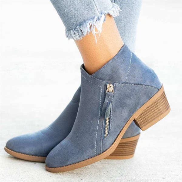 Élégance Suprême - Bottes Mi-mollet en Daim Confortable avec Fermeture Éclair et Petit Talon - Rynova