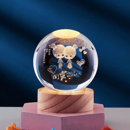 CristaLumi - Lampe de Nuit 3D en Cristal avec Éclairage LED - Rynova