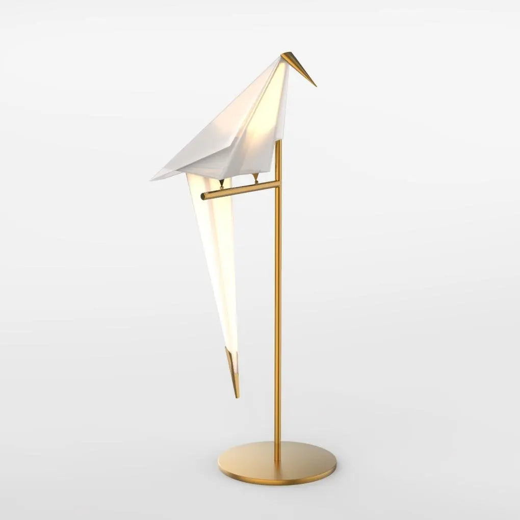 LumiOr - Lampe de Table Dorée avec Design Origami en Grue - Rynova
