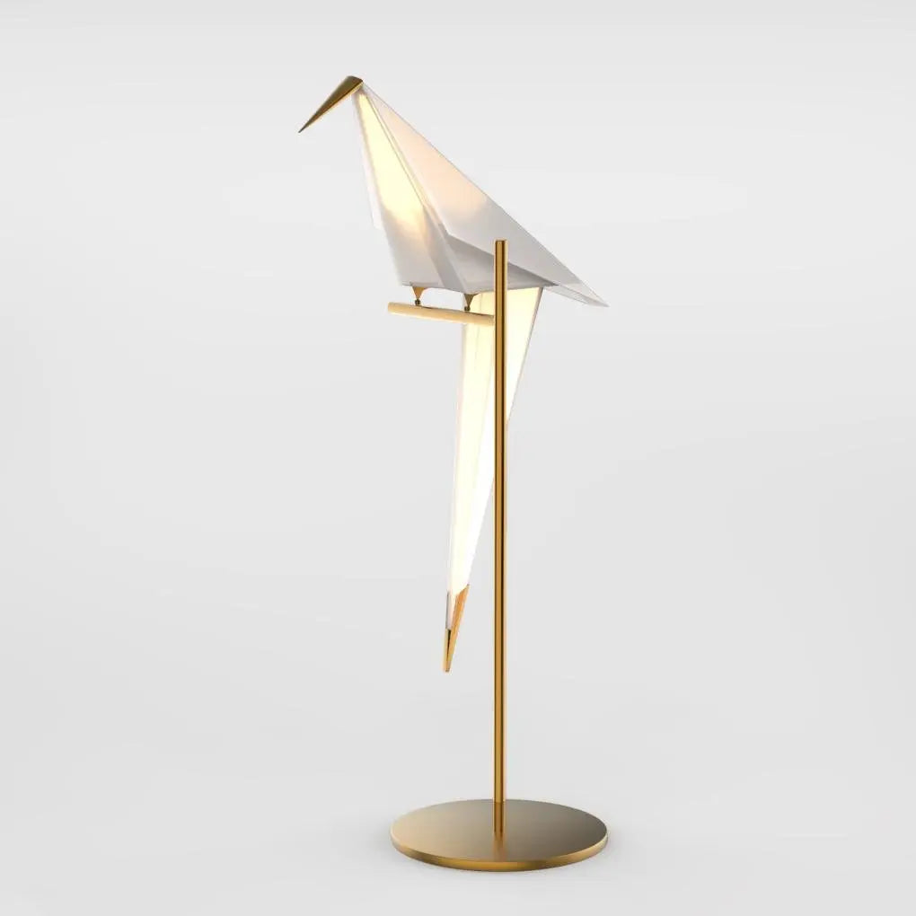 LumiOr - Lampe de Table Dorée avec Design Origami en Grue - Rynova