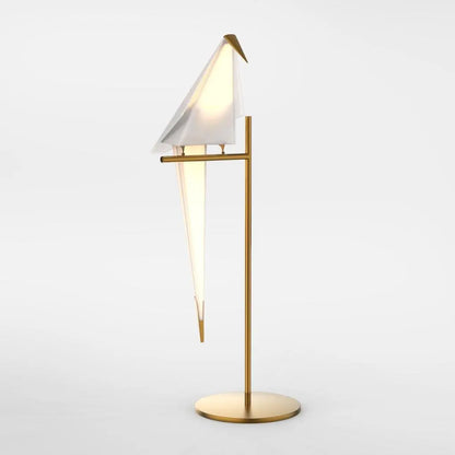 LumiOr - Lampe de Table Dorée avec Design Origami en Grue - Rynova