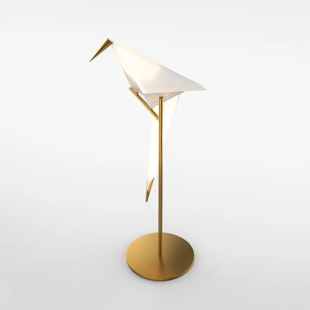 LumiOr - Lampe de Table Dorée avec Design Origami en Grue - Rynova