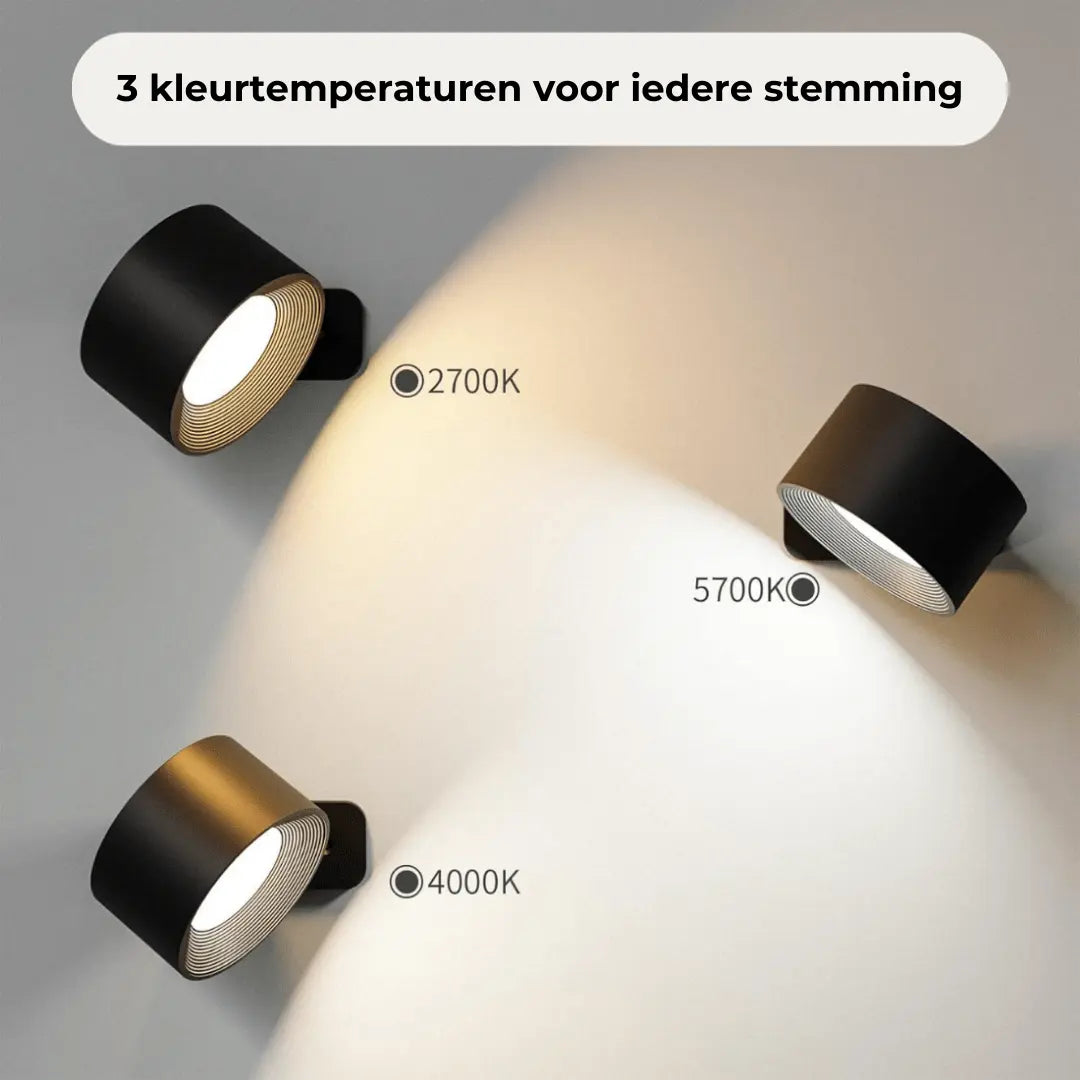 LumiFree - Lampe Murale Rechargeable sans Fil à 360° - Rynova