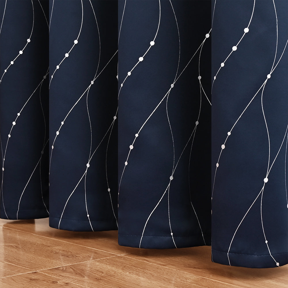 VagueChic - Rideau Occultant à Motifs de Vagues et de Points pour un Intérieur Élégant - Rynova