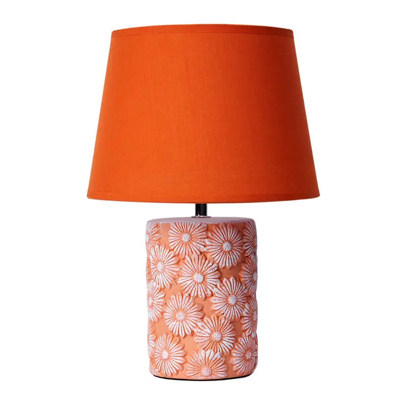 LumiFlexia - Lampe de Table Orange Évasée avec Base Découpée en Tournesol - Rynova