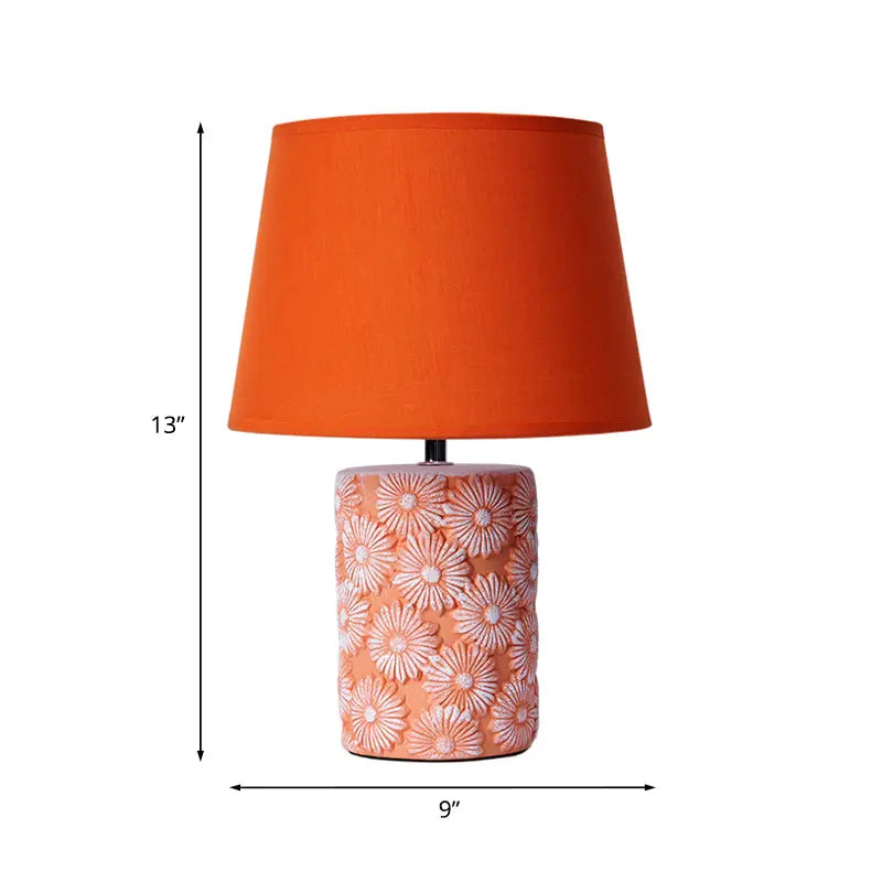 LumiFlexia - Lampe de Table Orange Évasée avec Base Découpée en Tournesol - Rynova
