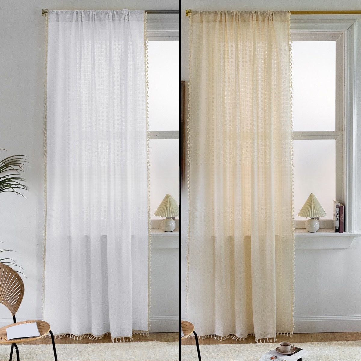 ÉléganceFrange - Rideaux en Jacquard avec Franges pour une Décoration Chic - Rynova