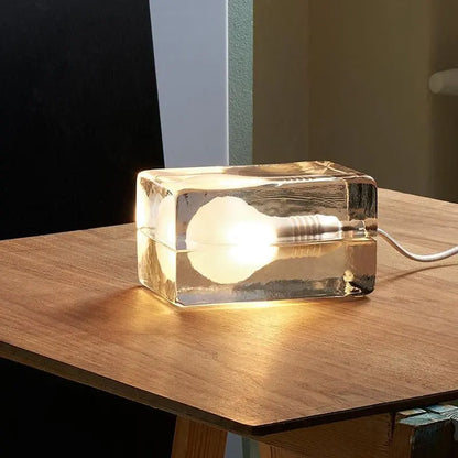 LumiCube - Lampe de table minimaliste avec cube en verre transparent - Rynova
