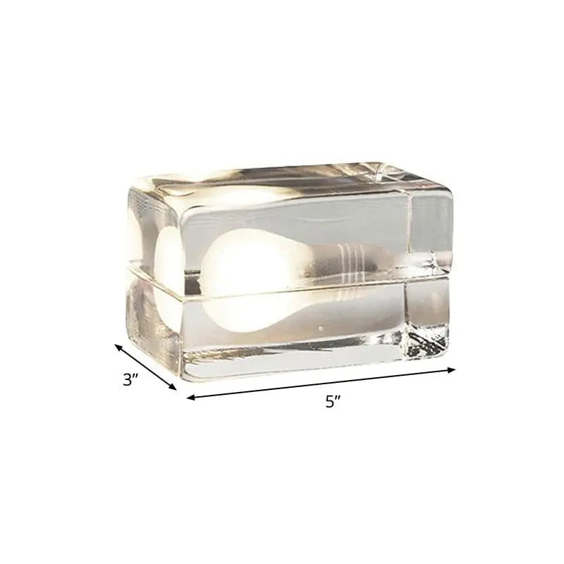 LumiCube | Lampe de Table Minimaliste en Verre Transparent avec Finition Métal - Rynova