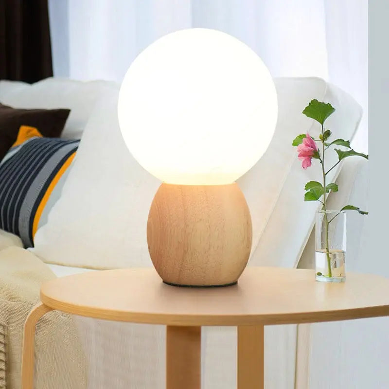 ÉclatBois - Lampe de Nuit à Boules avec Socle en Bois Naturel - Rynova
