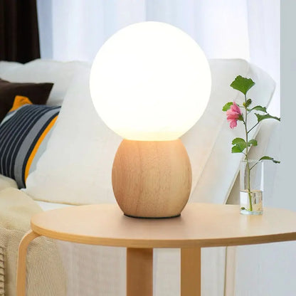 ÉclatBois - Lampe de Nuit à Boules avec Socle en Bois Naturel - Rynova