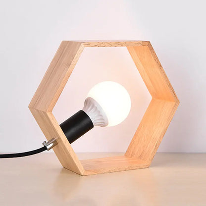 HexaLumi - Lampe de Table Hexagonale en Bois pour Ambiance Chaleureuse - Rynova