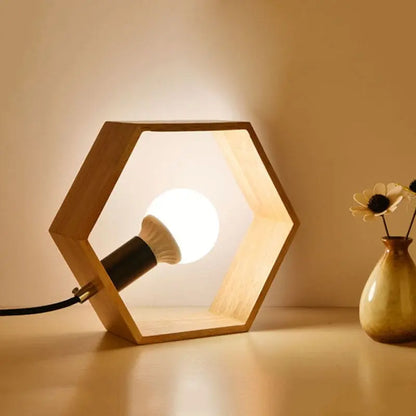 HexaLumi - Lampe de Table Hexagonale en Bois pour Ambiance Chaleureuse - Rynova