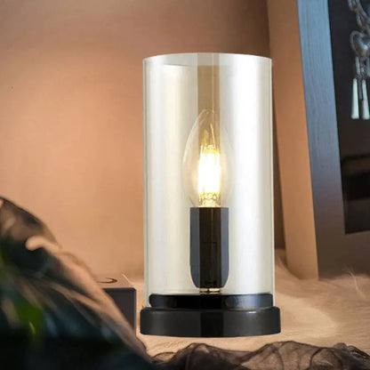 LumiNoir - Lampe de Table Industrielle en Verre Noir pour Salon - Rynova