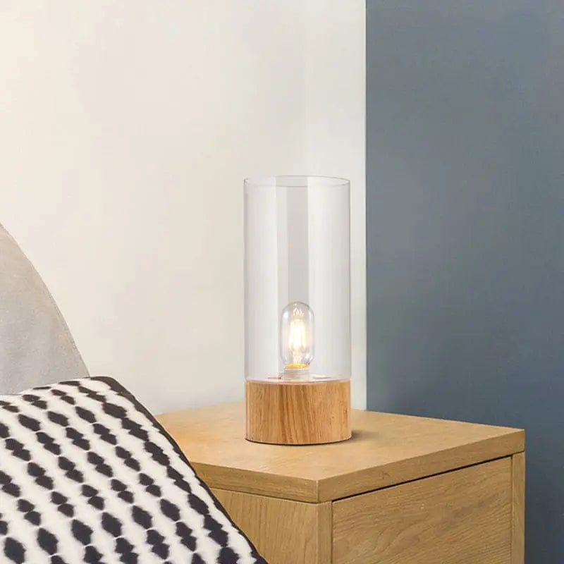 Lumeo - Lampe de Table Cylindrique Élégante avec Base en Bois - Rynova