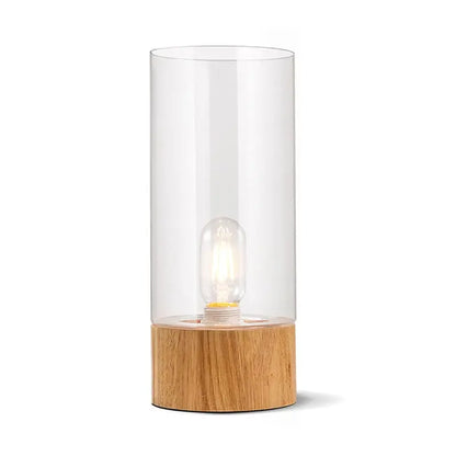Lumeo - Lampe de Table Cylindrique Élégante avec Base en Bois - Rynova