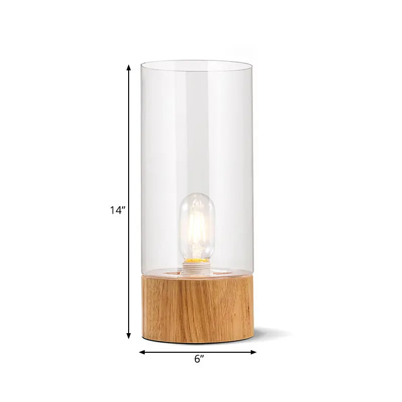 Lumeo - Lampe de Table Cylindrique Élégante avec Base en Bois - Rynova