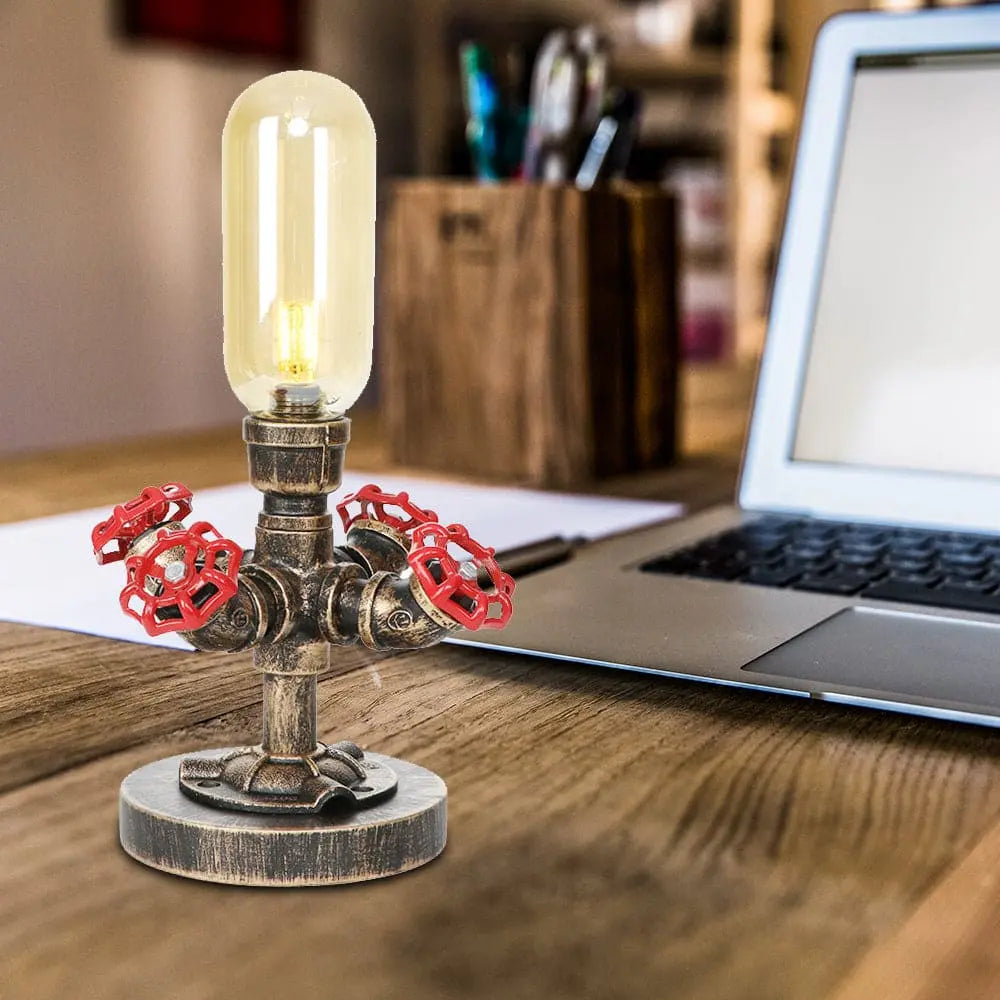 MecaLume - Lampe de Table Design Industriel avec Tuyau Métallique - Rynova