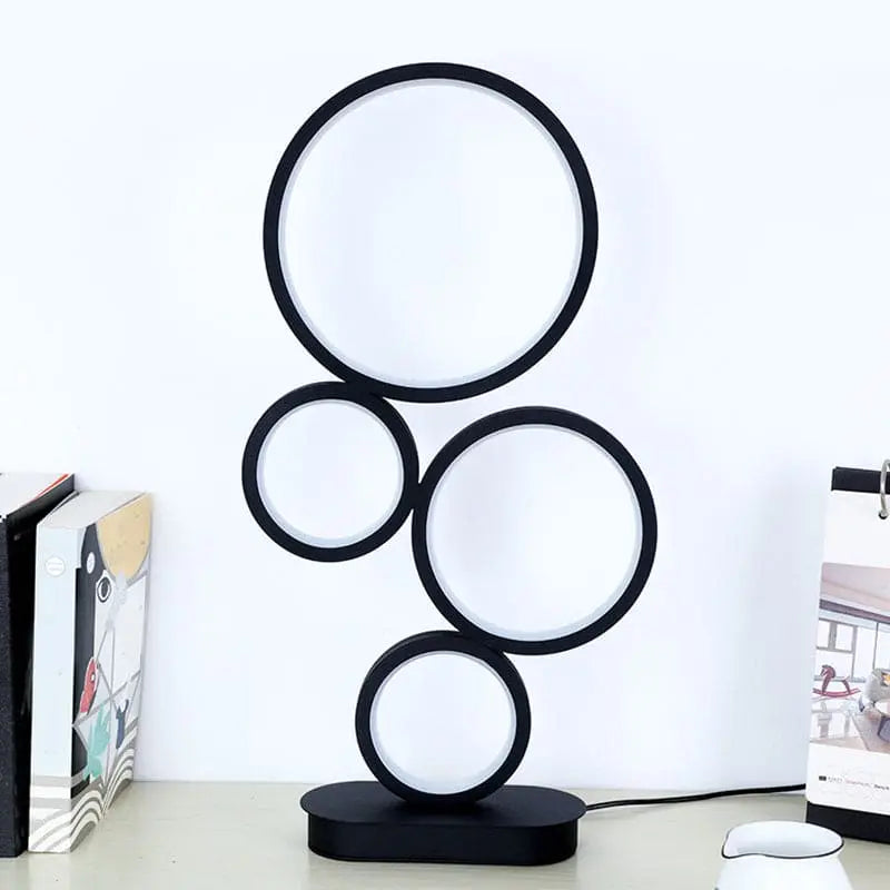 Lumière Épurée - Lampe de Table Moderne Empilée avec Socle Circulaire - Rynova