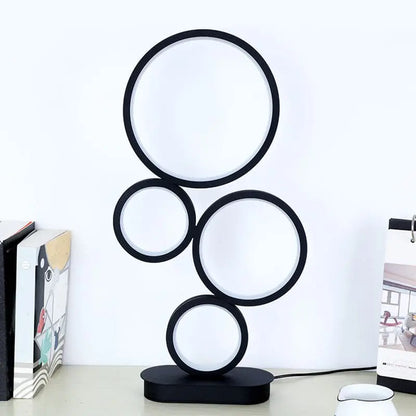 Lumière Épurée - Lampe de Table Moderne Empilée avec Socle Circulaire - Rynova