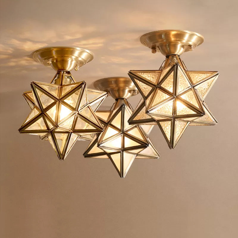 ÉtoileLumière – Plafonnier en Laiton Traditionnel avec Verre Transparent - Rynova