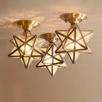 ÉtoileLumière – Plafonnier en Laiton Traditionnel avec Verre Transparent - Rynova