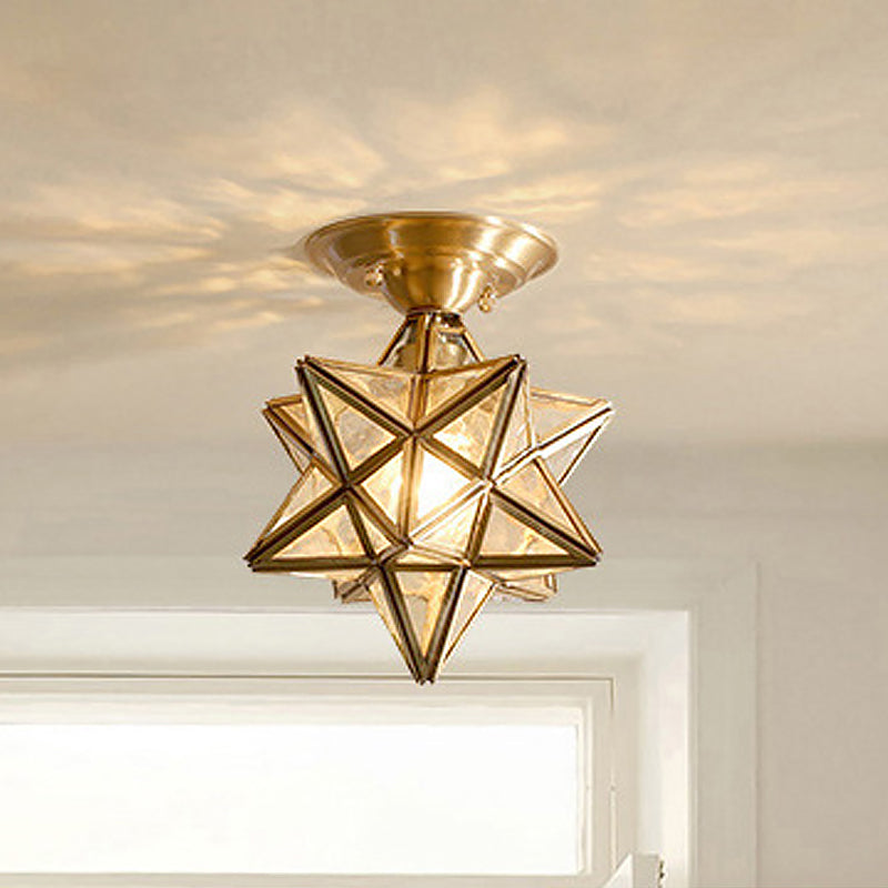 ÉtoileLumière – Plafonnier en Laiton Traditionnel avec Verre Transparent - Rynova