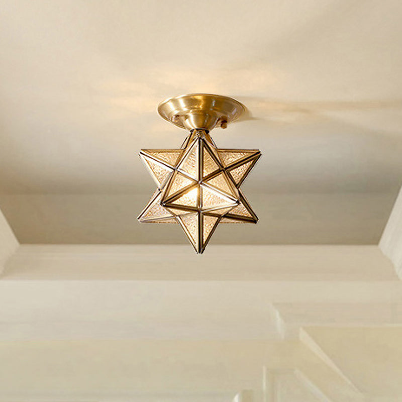 ÉtoileLumière – Plafonnier en Laiton Traditionnel avec Verre Transparent - Rynova