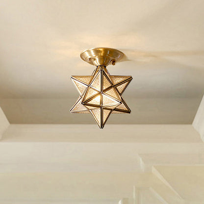 ÉtoileLumière – Plafonnier en Laiton Traditionnel avec Verre Transparent - Rynova