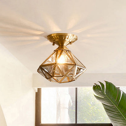 ÉtoileLumière – Plafonnier en Laiton Traditionnel avec Verre Transparent - Rynova