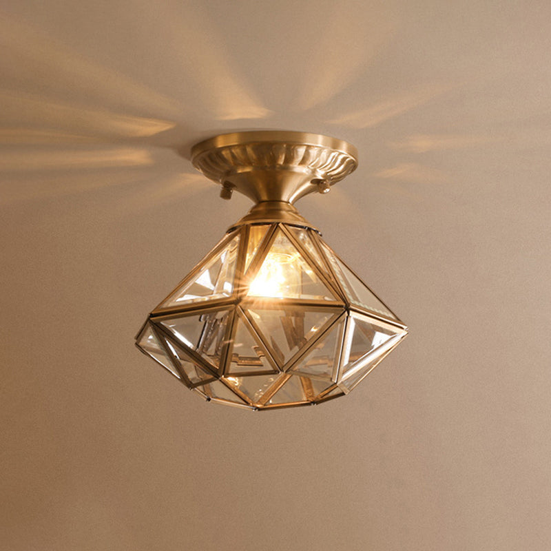 ÉtoileLumière – Plafonnier en Laiton Traditionnel avec Verre Transparent - Rynova