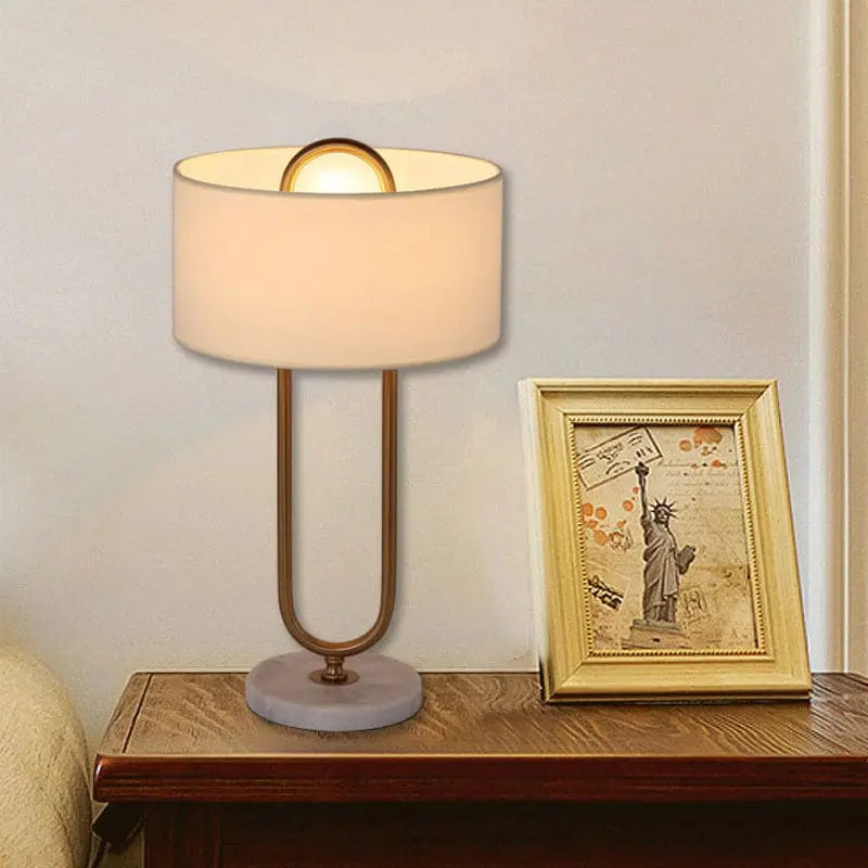 LichtAnna - Lampe de Table Moderne avec Abat-jour en Forme de Tambour et Socle Ovale - Rynova