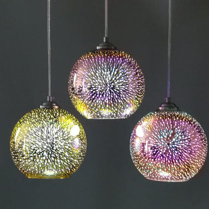 ÉclatFeu - Suspension en Verre Colorée 3D Feu d'Artifice avec Éclairage LED - Rynova