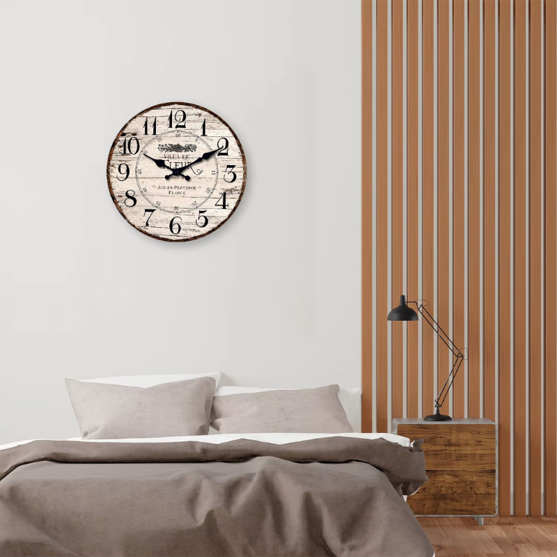 Horloge Murale Silencieuse CharmRustic – Finition Vintage en Bois, Sans Tic-Tac - Rynova