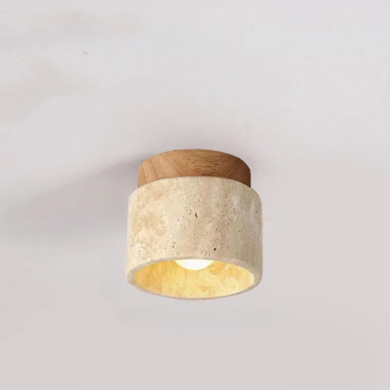 PierreLuxe - Lustre Encastré en Travertin pour Hall et Escalier - Rynova