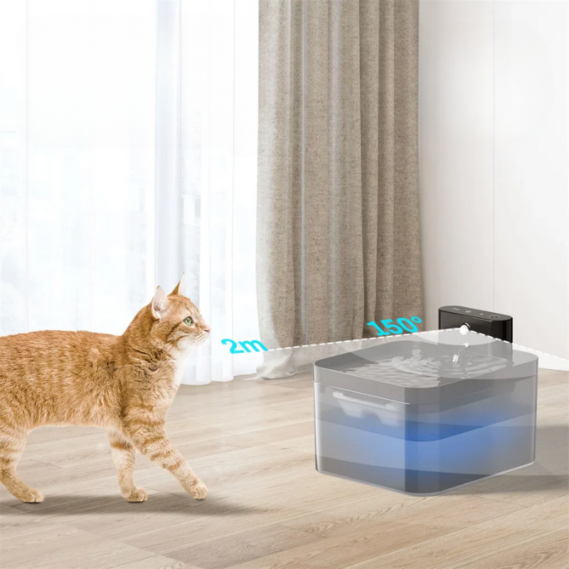 HydraPaws - Fontaine à Eau Automatique Sans Fil avec Capteur pour Chat - Rynova