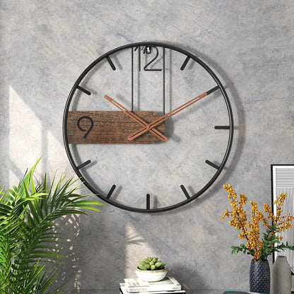 Horloge Murale en Acier et Noyer EleganceTime - Rynova