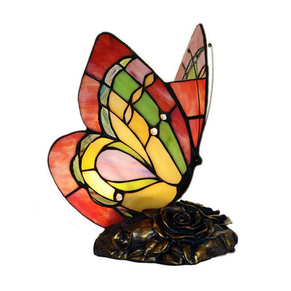 Lampe de Table Victorienne en Résine Florale avec Papillon - Rynova