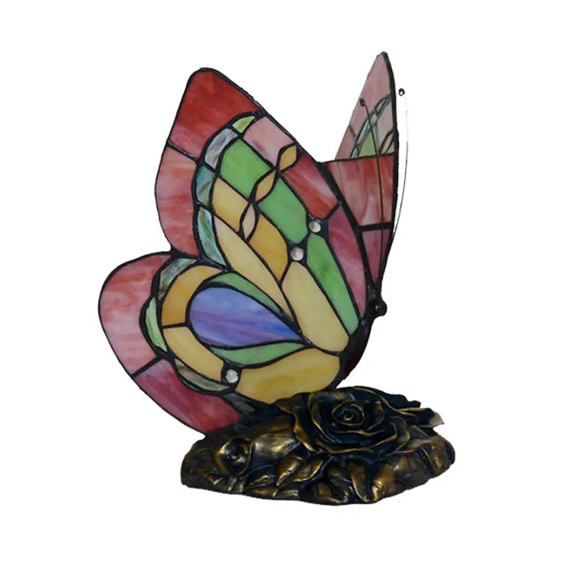 Lampe de Table Victorienne en Résine Florale avec Papillon - Rynova