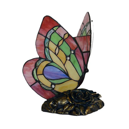 Lampe de Table Victorienne en Résine Florale avec Papillon - Rynova