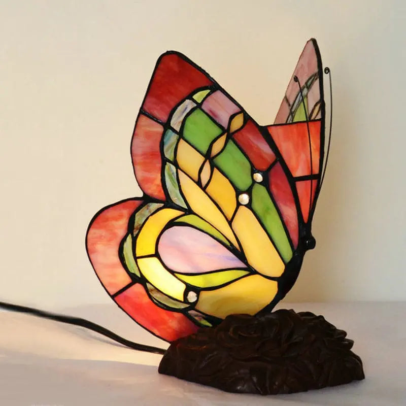 Lampe de Table Victorienne en Résine Florale avec Papillon - Rynova